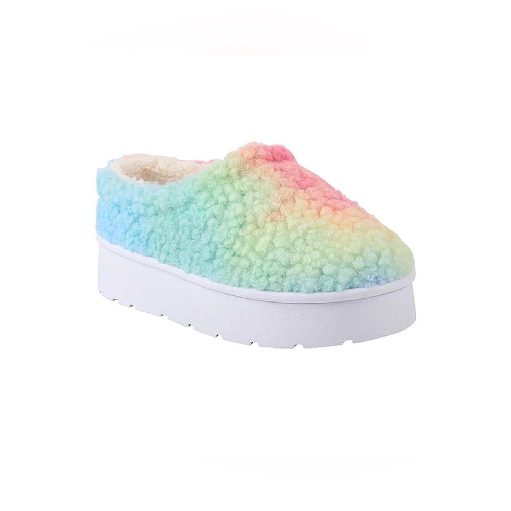 NWT Love 83 Girls Teddy Sherpa Scuff Platform Slipper
